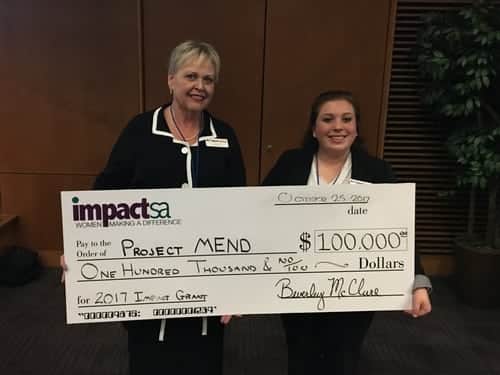 Denise Bennett, Director of Operations & Development; Stephanie Kotick, Program Specialist Denise Bennett (Director of Operations and Development) and Stephanie Kotick (Program Specialist) pose with Impact San Antonio Grant Award check